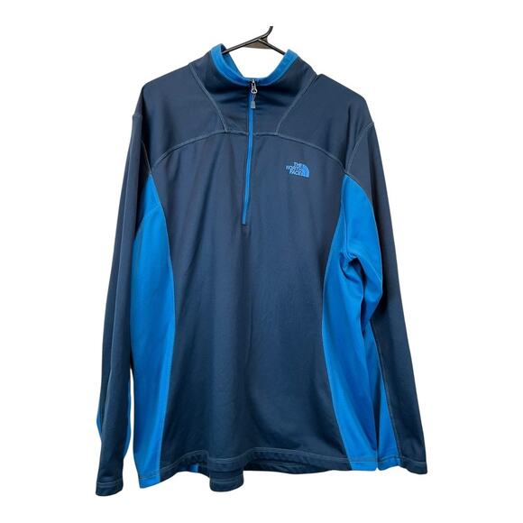 The North Face Mens Long Sleeve Quarter Zip Jacket Sz XL Blue Fleece - Picture 1 of 5